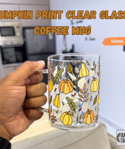 Glass Coffee Mug - Pumpkin Design