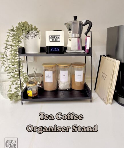 Coffee Organiser 2 Tier Wooden Shelf