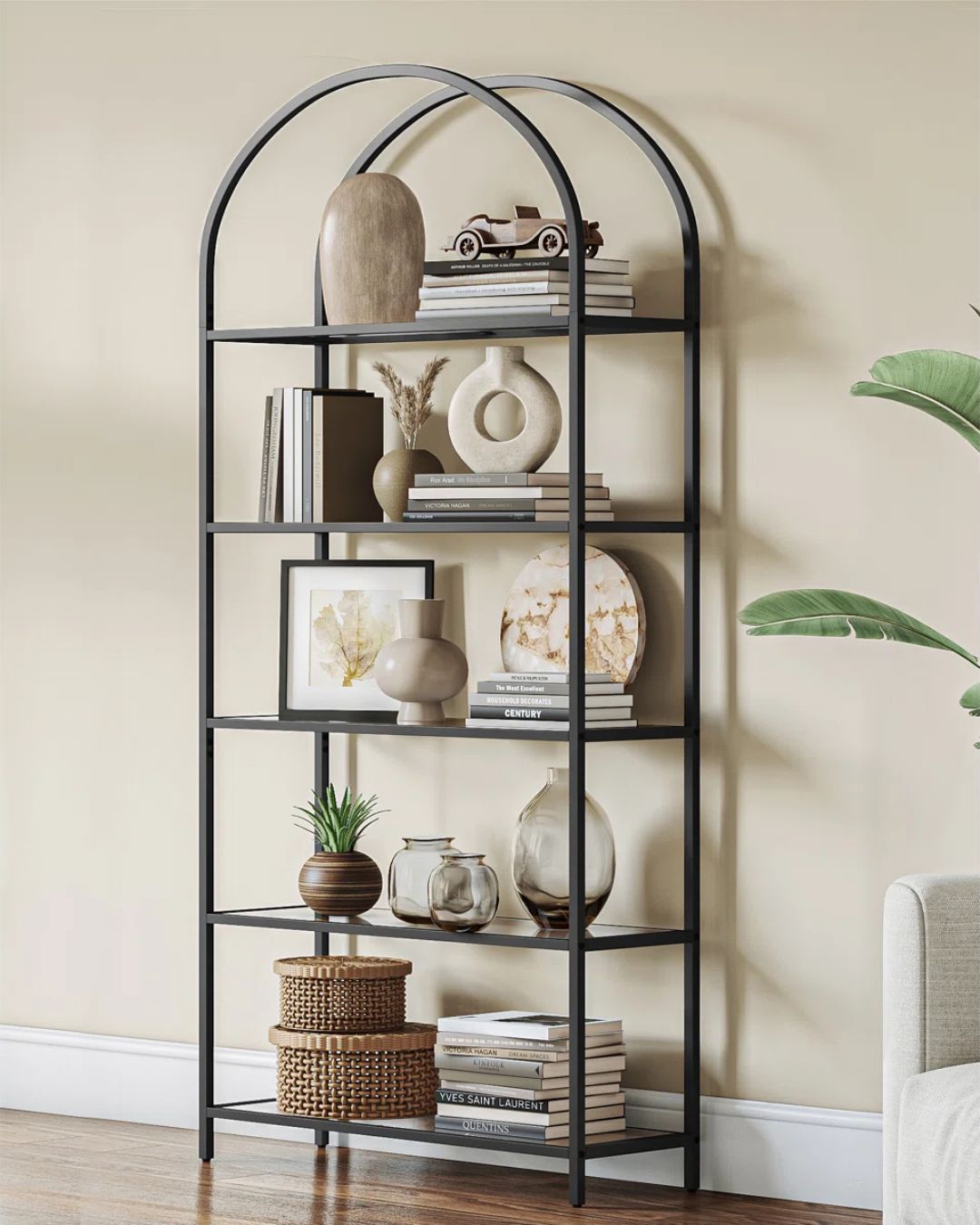 Arched Metal and Glass Shelf