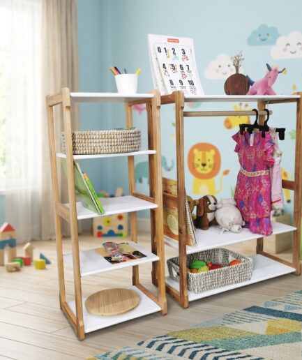 Childrens Clothing Rack with Shelf