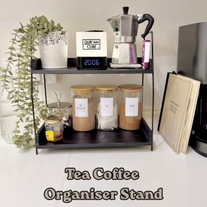Coffee Organiser 2 Tier Wooden Shelf