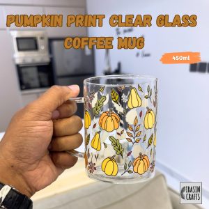 Glass Coffee Mug - Pumpkin Design