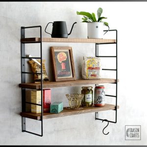 Height Adjustable Shelf LARGE (২ টি মেটাল ব্রাকেট ৩ টি কাঠের সেল্ফ)