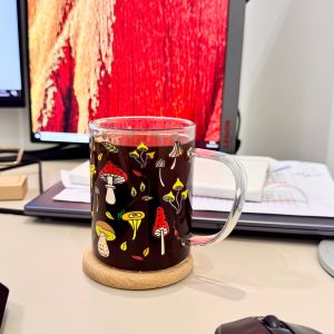 Glass Coffee Mug - Mushroom Design